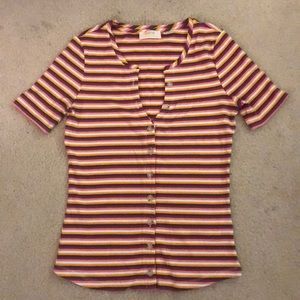 Anthropologie striped knit with front buttons